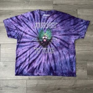 Journey 79 Tour Mens 2XL T Shirt Purple Tie Dye Short Sleeve
